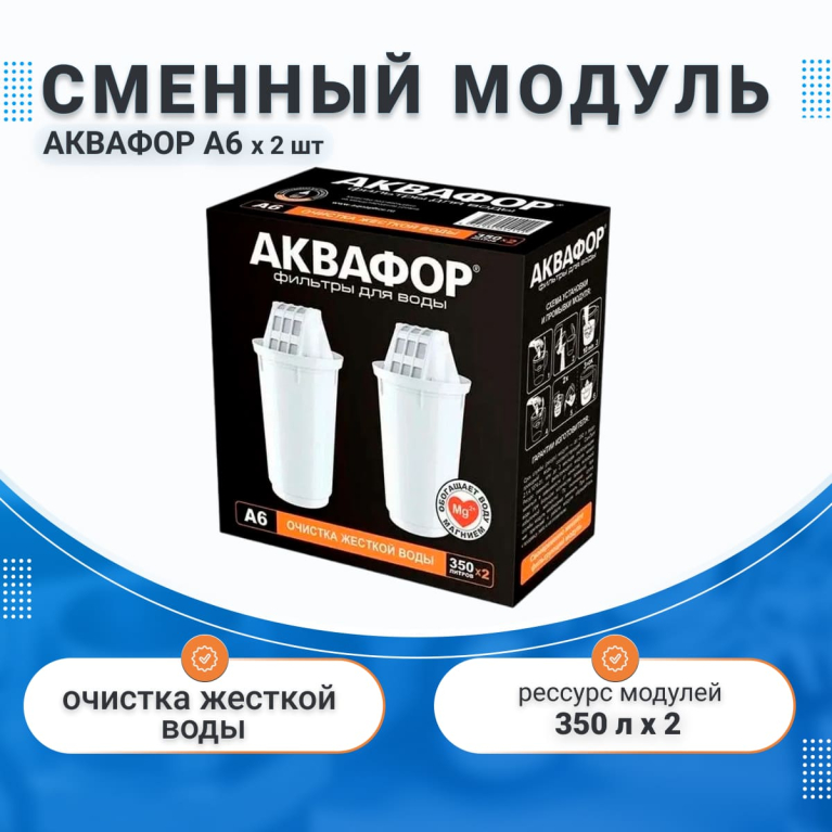 Комплект модулей сменных фильтрующих Аквафор А6 для кувшина (2 шт.) , арт.518589