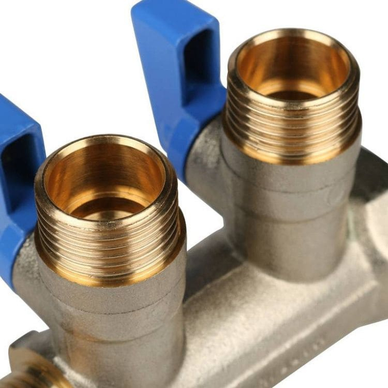 Коллектор 3/4",с синими кранами, 2 отвода 1/2",  STOUT SMB 6211 341202