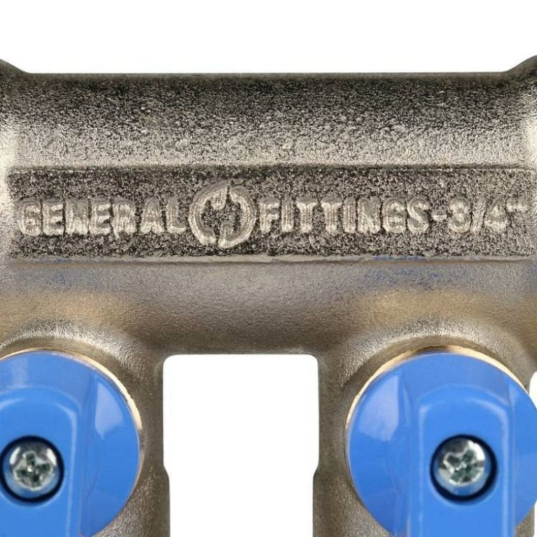 Коллектор 3/4",с синими кранами, 2 отвода 1/2",  STOUT SMB 6211 341202