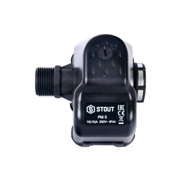 Реле давления воды для насоса (насосной станции) со встроенным манометром STOUT SCS-0001-000053 PM5-3W, 1-5 бар, 1" дюйм