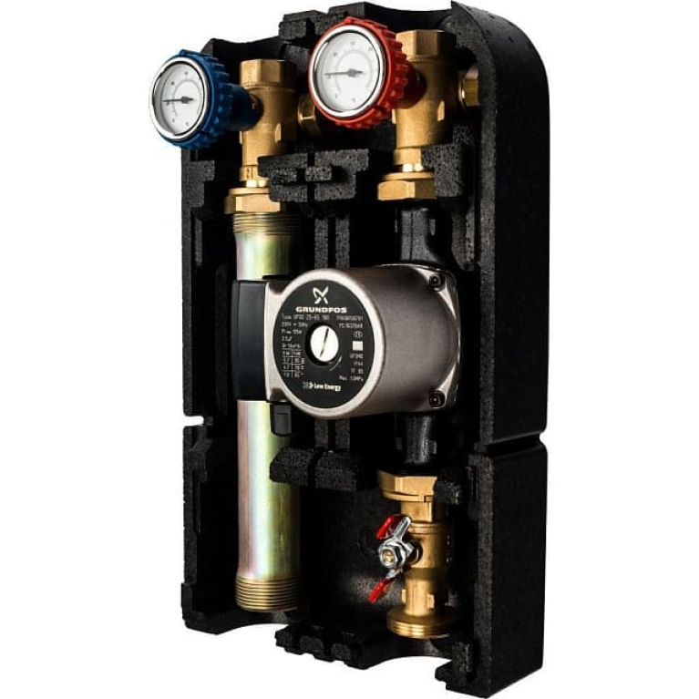 Насосная группа с прямая 1" с насосом Grundfos UPSO 25-65 в теплоизол STOUT SD