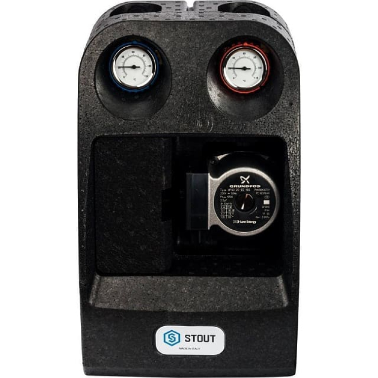 Насосная группа с прямая 1" с насосом Grundfos UPSO 25-65 в теплоизол STOUT SD