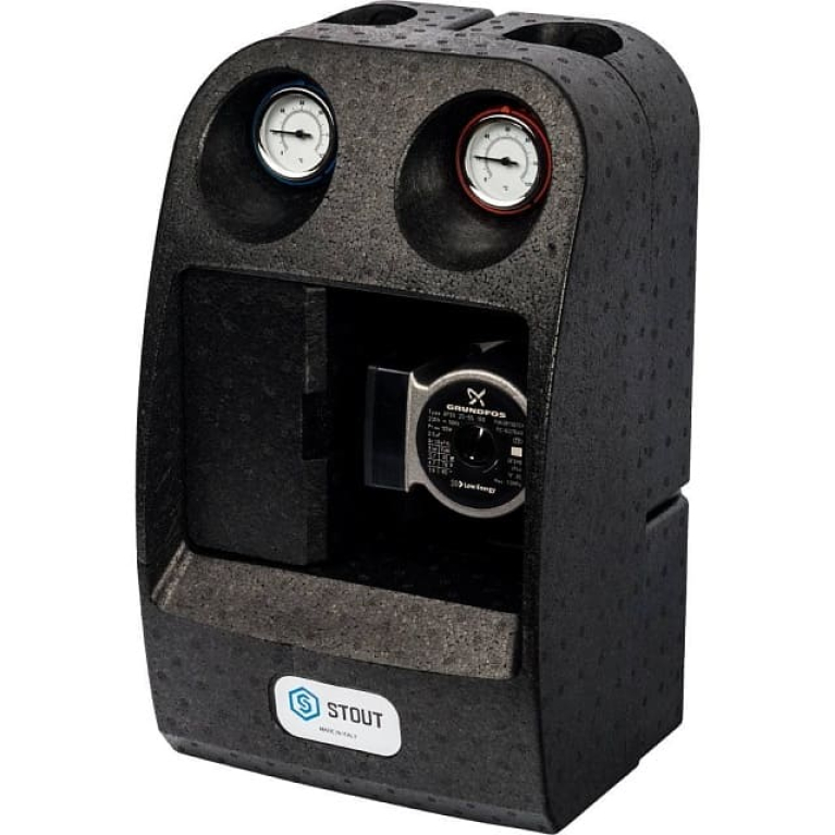 Насосная группа с прямая 1" с насосом Grundfos UPSO 25-65 в теплоизол STOUT SD