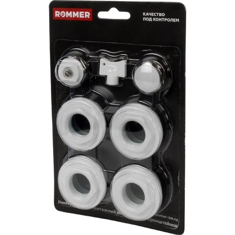 Комплект для монтажа радиатора 12", без кронштейнов ROMMER (RAL9016)