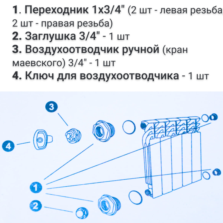 Комплект для монтажа радиатора 3/4" без кронштейнов