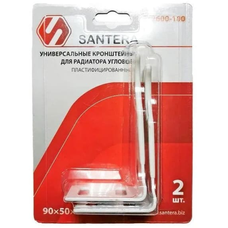 Кронштейн для радиаторов угловой SANTERA 90 х 50 х 2 мм с пластиф. покрытием, комплект-2 шт Кронштейн для радиаторов угловой SANTERA 90 х 50 х 2 мм с пластиф. покрытием, комплект-2 шт