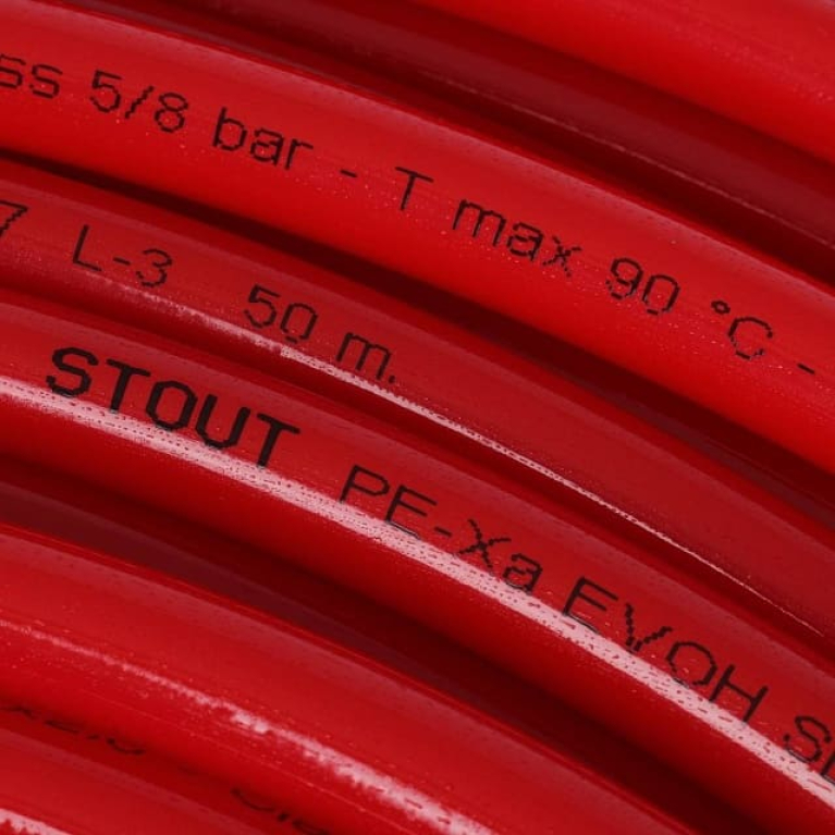 Труба STOUT КРАСНАЯ 16х2,0 , 1 метр из сшит. полиэт. с кислород. слоем